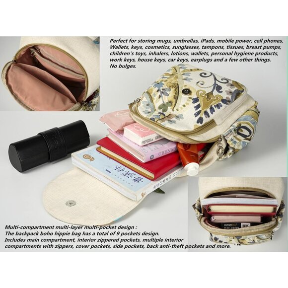 Adjustable Multi-Function Bohemian Backpack - Crafted for Style and Comfort - Picture 6 of 7